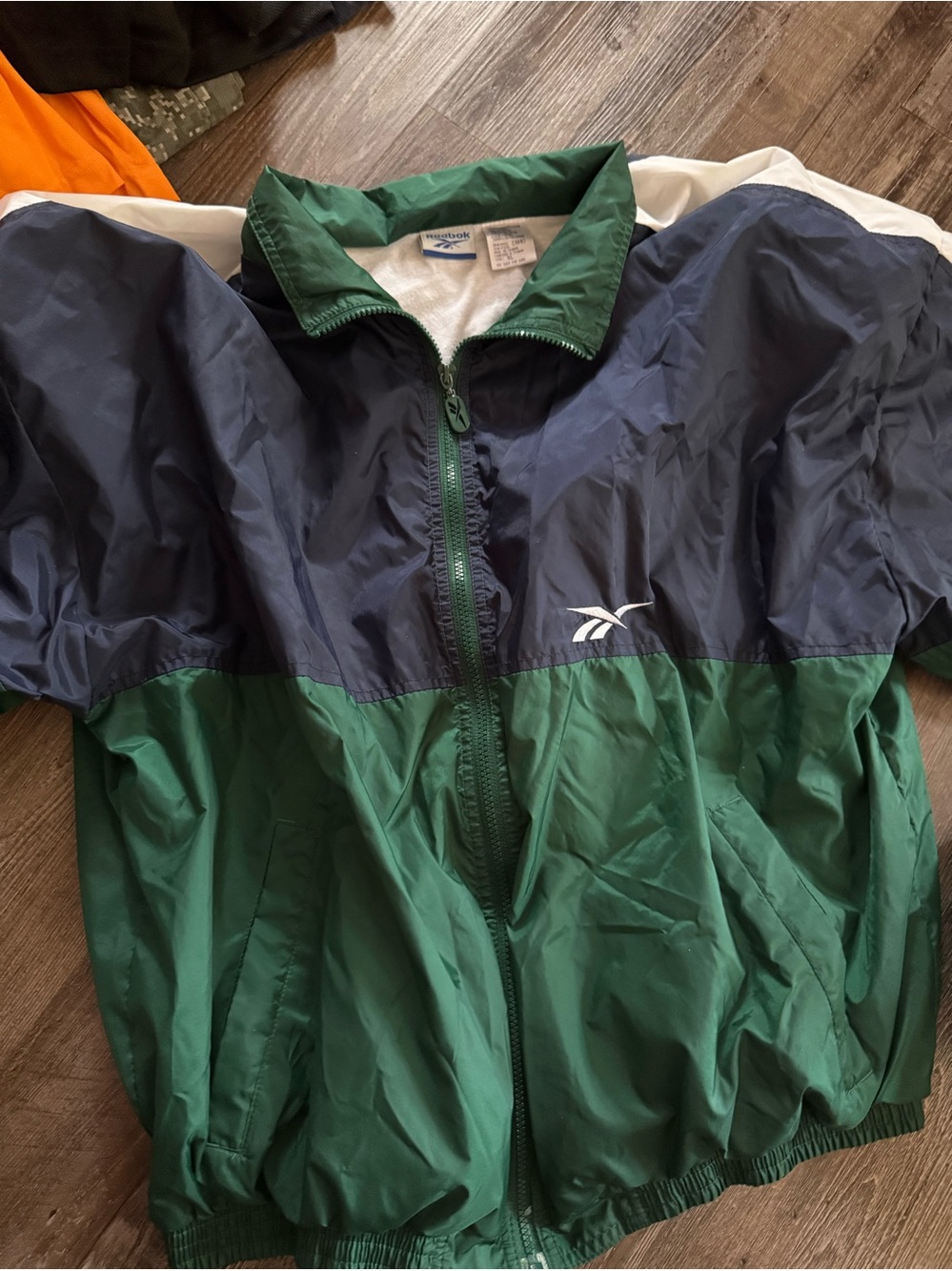Reebok Green and Navy Colorblock Windbreaker Jacket